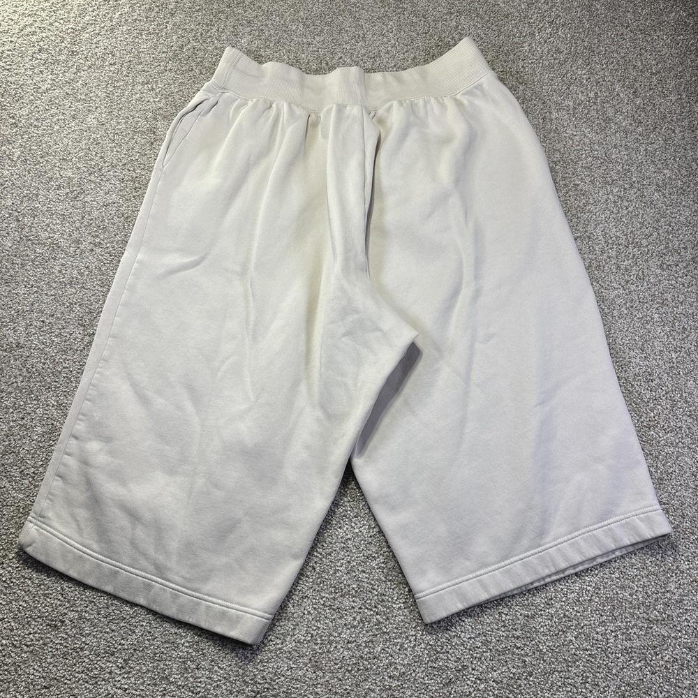 Y2K Baggy Nike Shorts Mens 2XL Beige Fleece Sweat Elastic Waist Pockets Casual - Picture 8 of 8